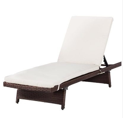 China Outdoor PE Rattan Lounge Chair Balcony Seaside Swimming Pool Folding Beach Chair supplier