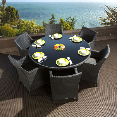 China Modern luxury PE rattan dinning table chair waterproof outside patio dinning table chair furniture supplier