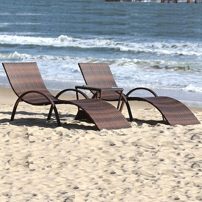 China Leisure pool PE rattan sunbed outdoor chaise lounge wicker rattan sun lounger beach chair supplier