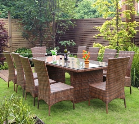 China Outdoor furniture dining table and chairs 6 seats garden sets pe rattan modern dining set supplier