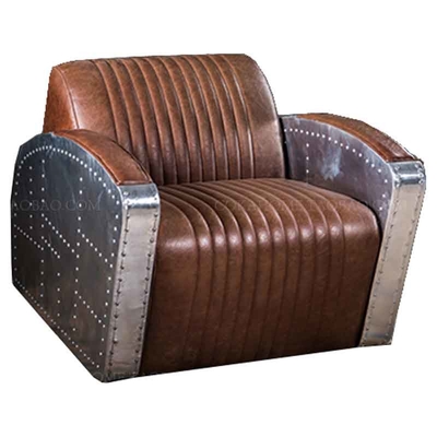China Leather rivet aluminum creative luxury aviator sofa industrial aircraft aluminum lounge chair supplier