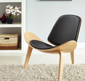 China Modern Leisure Shell Chair Lounge Chair In Dark Brown Leather wood stool supplier