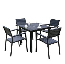 China Hot Sales Aluminium PE Rattan chairs Leisure Outdoor Garden Backyard Polywood table and chair furniture supplier