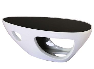 China Modern Leisure living room Fiberglass Coffe tea table with glass on supplier