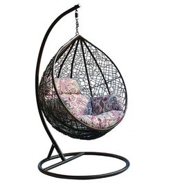 China Outdoor Patio PE Rattan Swing Chair With Metal Frame Cheap Egg shaped Hanging Chair supplier