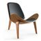 Modern Leisure Shell Chair Lounge Chair In Dark Brown Leather wood stool supplier